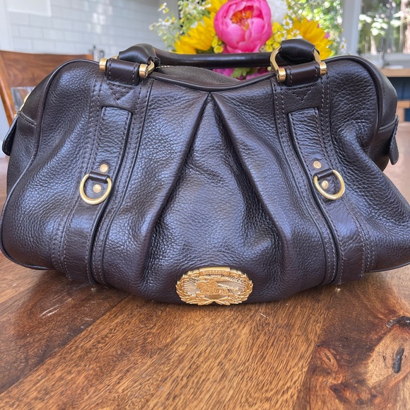 Burberry Bags Burberry Brown Pebbled Leather Shoulder Bag Poshmark